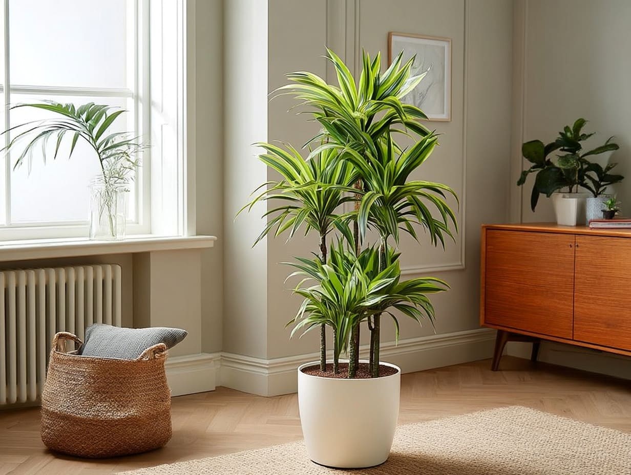 Драцена в кашпо в комнате